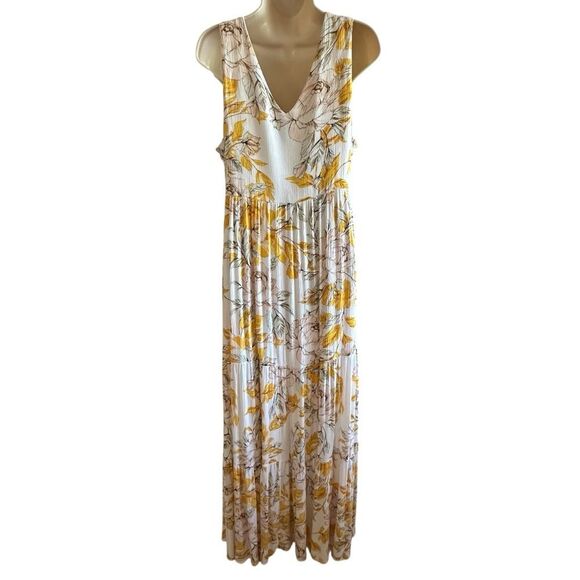 Nicole Miller ~ Floral Maxi Dress in Yellow and White floral print ~ size 10 - Picture 2 of 15